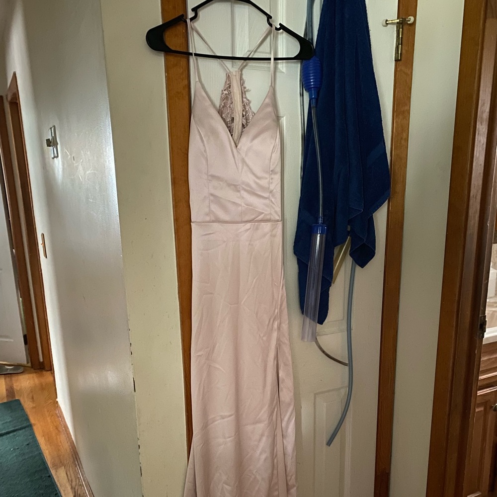 NWT Light Pink Sequin Hearts Prom Dress With Lace Back Size 11.